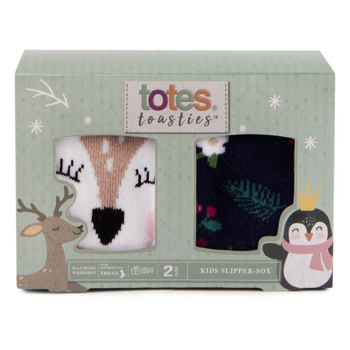 totes toasties Childrens Original Slipper Socks (Twin Pack) Deer Extra Image 3